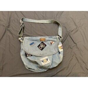 Vintage 1987 Coca Cola Racquet Club Denim Purse Shoulder Bag Hobo Bag Patches